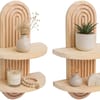 2243966 - Mediatech Relaxdays Wandregal Boho 2 Ablagen 2er Set, Braun