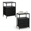 2243974 - Mediatech Relaxdays Beistelltisch mit 2 Schubladen 2er Set, Schwarz
