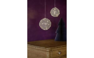 1920324_5 - Mediatech STT LED Silber Ball 15 20LED ww, D15cm, exkl. 3x AA, Timer 6/18