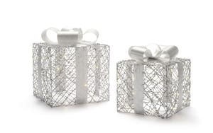 1920326 - Mediatech STT LED Silber Geschenkbox Set 2 Stk. 50LED ww, H18/23cm, exkl. 6xAA, Timer 6/18 kaufen Schweiz | Mediatech.ch