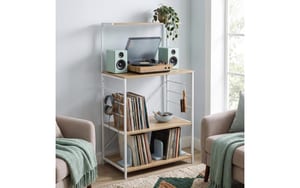 2243962_2 - Mediatech Relaxdays Lagerregal mit 4 Ablage Braun/Weiss