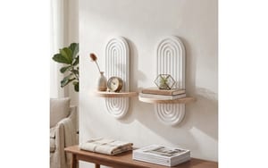 2243963_1 - Mediatech Relaxdays Wandregal Boho 1 Ablage 2er Set, Weiss