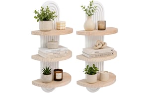 Relaxdays Wandregal Boho 3 Ablagen 2er Set, Weiss