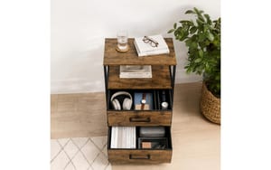 Relaxdays Beistelltisch mit 2 Schubladen Braun/Schwarz