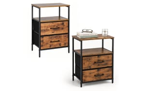 Relaxdays Beistelltisch mit 2 Schubladen 2er Set, Braun/Schwarz kaufen Schweiz | Mediatech.ch