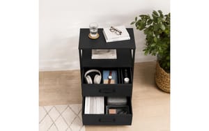 Relaxdays Beistelltisch mit 2 Schubladen 2er Set, Schwarz