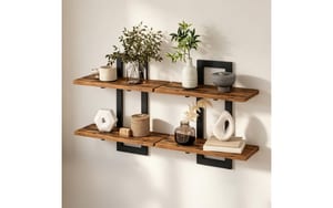 2243976 - Mediatech Relaxdays Wandregal 2 Ablagen 2 Stück Braun/Schwarz kaufen Schweiz | Mediatech.ch