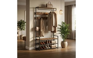 2243986_1 - Mediatech Relaxdays Garderobenständer mit Schuhregal Masse H x B x T: ca. 181 x 80 x 30 cm