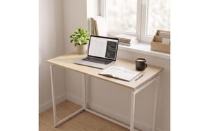 Relaxdays Schreibtisch klappbar hellbraun, weiss, 74x80x40cm (HxBxT)