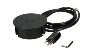 2263122_0 - Mediatech Bachmann TWIST Einbausteckdose in schwarz, Glanzgrad 30GU, 2xCH T23