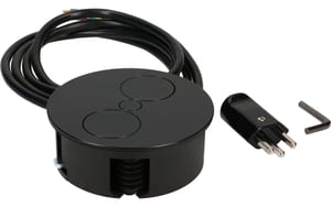 2263122_2 - Mediatech Bachmann TWIST Einbausteckdose in schwarz, Glanzgrad 30GU, 2xCH T23