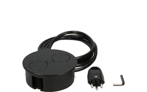 2263122_5 - Mediatech Bachmann TWIST Einbausteckdose in schwarz, Glanzgrad 30GU, 2xCH T23
