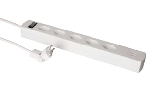 Max Hauri Steckdosenl. Safety Line 5x Typ 13 90°, ws Schal. USB Mag. 5m cli.