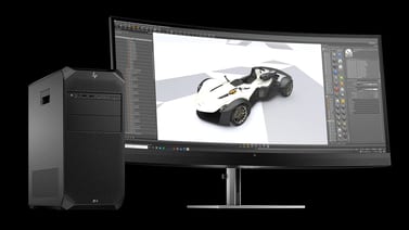 HP Z4 G5 Workstation mit gewölbtem Monitor