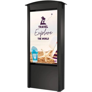 Peerless-AV Outdoor-Kiosk KOP55XHB2-EUK in Schwarz, Freisteller von schräg vorne