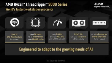 AMD Ryzen Threadripper 9000 Serie, Übersicht der Eckdaten mit Kernen, Cache, Takt, PCIe und Speicher