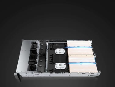 xFusion FusionServer 2288 V8, Innenansicht mit Prozessoren, Lüftern und Steckkarten