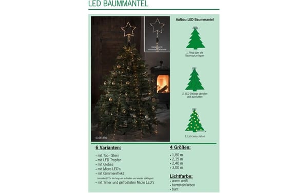 1179071_5 - Mediatech Konstsmide LED Baummantel mit Ring indoor, 150 bunte Dioden, Höhe: 1.8, Timer