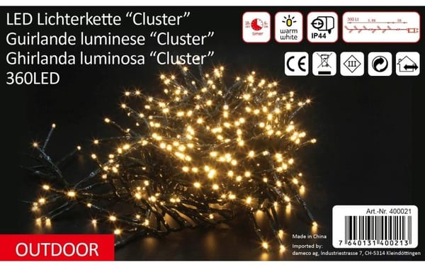 1252971_4 - Mediatech Dameco LED Outdoor Cluster LK L: 360cm, 360 LED, warm weiss