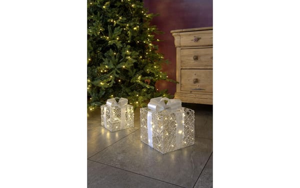 1920326_3 - Mediatech STT LED Silber Geschenkbox Set 2 Stk. 50LED ww, H18/23cm, exkl. 6xAA, Timer 6/18