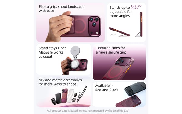 SmallRig CS-S1 Phone Case with Stand for iPhone 18/ 17 Pro Max (Dark Cherry)