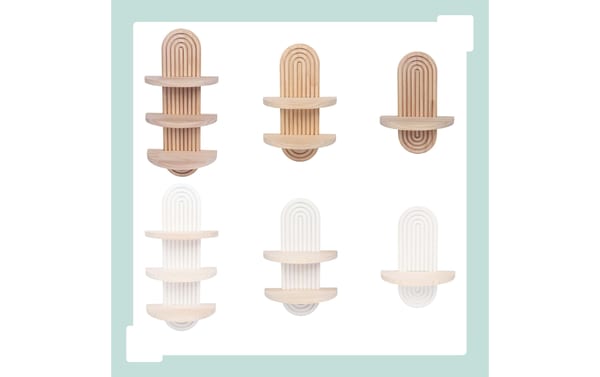 2243966_2 - Mediatech Relaxdays Wandregal Boho 2 Ablagen 2er Set, Braun