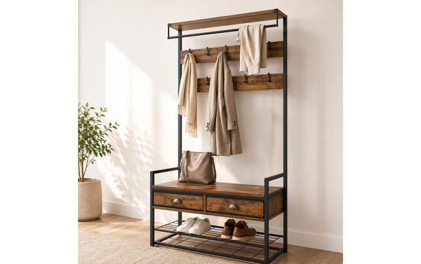 2243986_3 - Mediatech Relaxdays Garderobenständer mit Schuhregal Masse H x B x T: ca. 181 x 80 x 30 cm