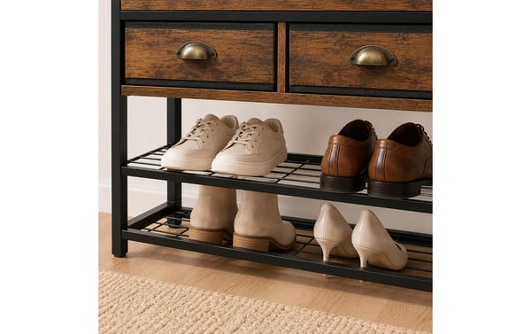 2243986_6 - Mediatech Relaxdays Garderobenständer mit Schuhregal Masse H x B x T: ca. 181 x 80 x 30 cm