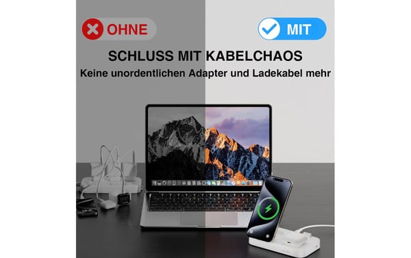2261002_3 - Mediatech 4SMARTS Qi2 15W Multi-Ladestation MagSafe Weiss