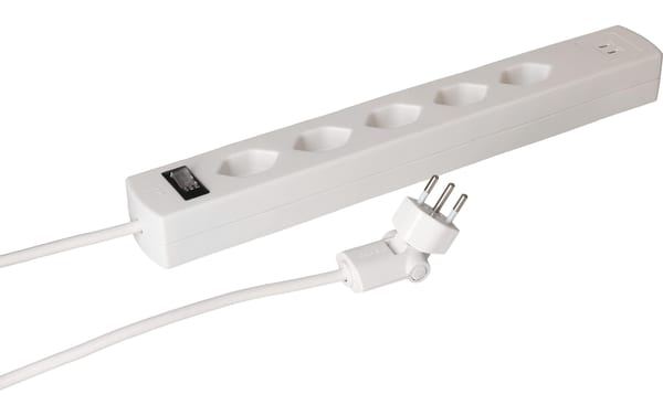 Max Hauri Steckdosenl. Safety Line 5x Typ 13 90°, ws Schal. USB Mag. 5m cli.