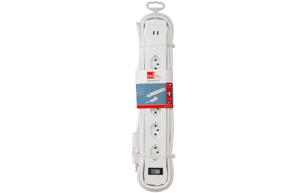 Max Hauri Steckdosenl. Safety Line 5x Typ 13 90°, ws Schal. USB Mag. 5m cli.