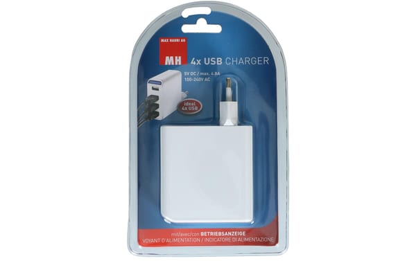 2277242_3 - Mediatech MAX HAURI Ladeadapter 4x USB-A, 24W, LED Indikator, weiss