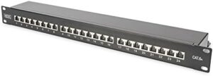 Hochwertiges 1HE 19-Zoll Cat-6A Patchpanel (24-Port RJ45, Geschirmt, Schwarz)