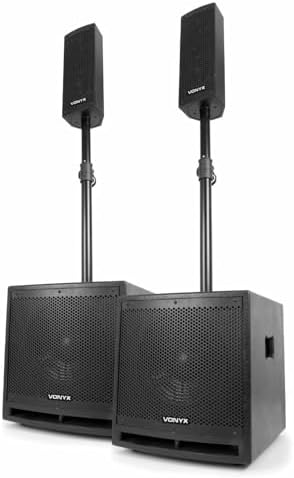 Vonyx VX1000BT PA Aktives PA Lautsprecher Set – 1000 Watt, Schwarz