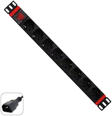 Robuste 19" Mehrfachsteckdosenleiste mit 8 Universalsteckdosen (2 m Kabel, Schwarz)
