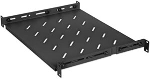 Verstellbares 1U 19" Regal für Server-Racks (350-550 mm Tiefe, 2,33 kg, Schwarz)