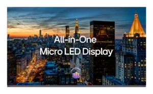 LG LAAA007-G2 LED WALL 136 UHD 500 cdm2 07mm LED Set - Mediatech LG LAAA007-G2 LED WALL 136 Zoll von vorne mit Stadtmotiv
