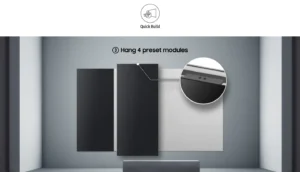 Samsung All-in-One LED IAC 130 Zoll 2K, Montage Schritt 3, vier vorkonfigurierte Module aufhängen