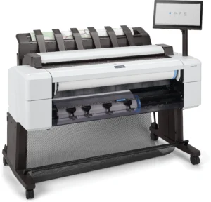 HP DesignJet T2600DRPS 36 Zoll, Ansicht von vorne, Rollenfach geöffnet