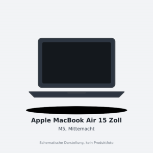 Apple MacBook Air 15 Zoll, Mitternacht, M5 10 CPU-Kerne 10 GPU-Kerne