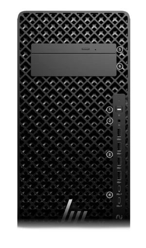 HP Z2 Tower G1i Workstation, Vorderseite mit Anschlüssen