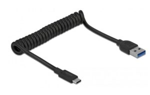 1009350 - Mediatech Delock USB3.1 Spiralkabel Typ A-C 30-70cm Typ-A Stecker zu Typ-C Stecker, schwarz kaufen Schweiz | Mediatech.ch