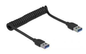 Delock USB3.1 Spiralkabel Typ-A 30-70cm Typ-A Stecker zu Typ-A Stecker, schwarz kaufen Schweiz | Mediatech.ch