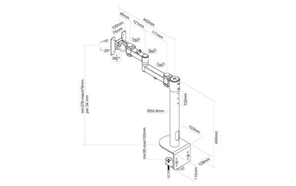 Neomounts FPMA-D960BLACKPLUS Flatscreen Desk Mount (clamp)