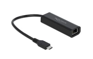 Delock USB3.1 Typ-C zu LAN Adapter 0,1/1/2.5Gbps, schwarz