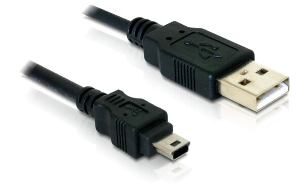 Delock USB2.0-Kabel A-MiniB: 1.5m, schwarz USB-A Stecker zu USB-B mini 5pin Stecker kaufen Schweiz | Mediatech.ch