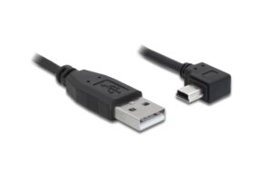 Delock USB2 Kabel A-MiniB gewinkelt, 3m schwarz, USB MiniB 90° gewinkelt links kaufen Schweiz | Mediatech.ch