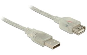 Delock USB2 Verlängerungskabel A-A, 1m USB-A Verlängerung, transparent kaufen Schweiz | Mediatech.ch
