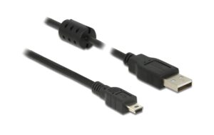 Delock USB2 Kabel A-MiniB, 1m, schwarz für USB2.0 Geräte, 480 Mbps kaufen Schweiz | Mediatech.ch