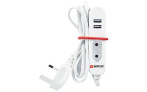 SKROSS Steckdosenleiste Travel Station 1xEU-Dose 2xUSB 2.4A, UK Stecker, 1.5m Kabel, weiss kaufen | Mediatech.ch